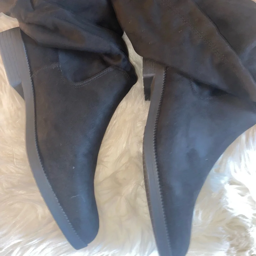 SO® English Muffin Women's Black Thigh-High Boots Tie Up Size 8 Shoes